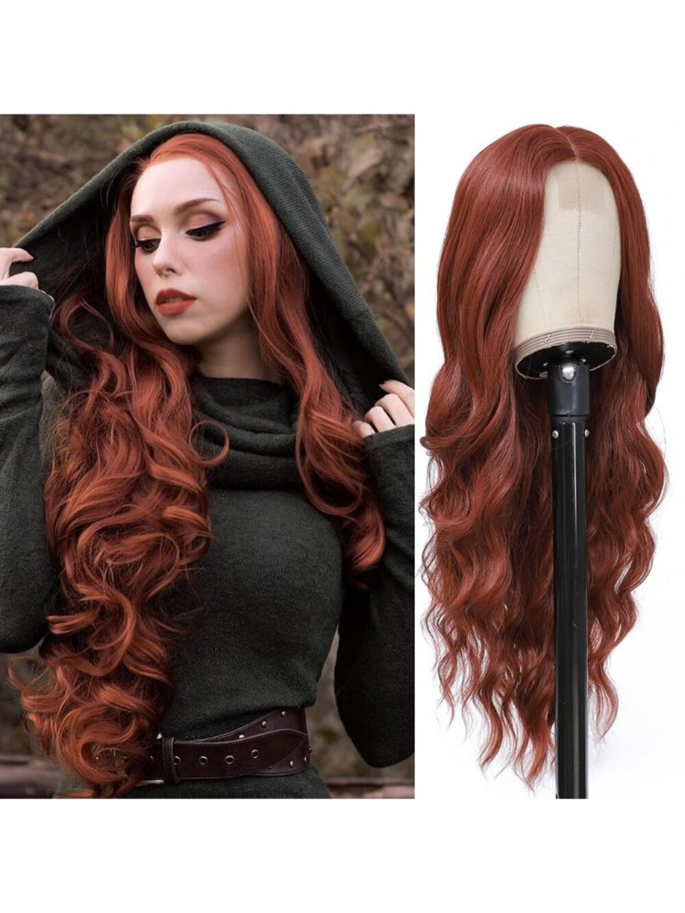26 Inch Women's Auburn Long Wavy Curly Hair Wig Halloween Cosplay